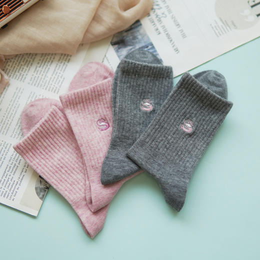 【2双装】女士中长筒棉袜休闲运动四季袜时尚运动女袜【6双6折 2522103】 商品图2