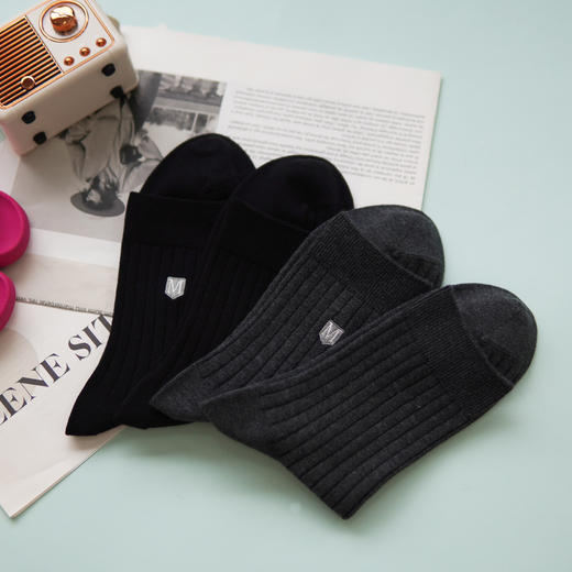 【2双装】男士刺绣休闲袜中长筒四季棉袜【6双6折 2521601】 商品图3