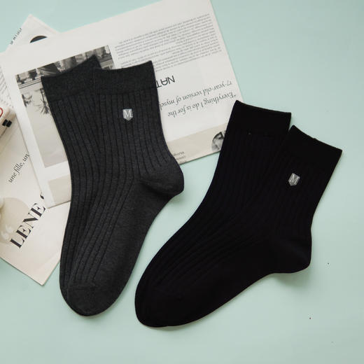 【2双装】男士刺绣休闲袜中长筒四季棉袜【6双6折 2521601】 商品图0