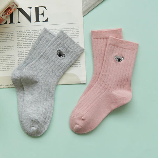 【2双装】【5-7岁】儿童双针休闲袜女宝刺绣棉袜男宝四季袜子【6双6折 2523207】 商品图1