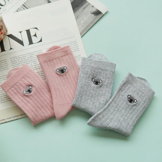 【2双装】【5-7岁】儿童双针休闲袜女宝刺绣棉袜男宝四季袜子【6双6折 2523207】 商品图4