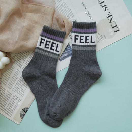 【2双装】女士运动袜抗菌中长筒休闲袜女四季棉袜女士袜子【6双6折 2522102】 商品图2