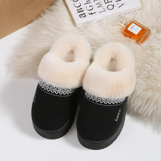 窠窠良品 费尔岛风奢暖云朵绒棉拖 舒适柔软 耐滑耐磨 男女款 858 商品图9