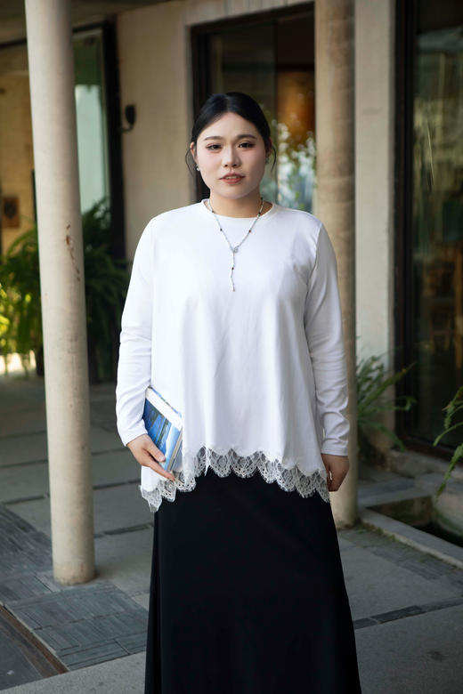 一周发货【薄绒蕾丝花边套头衫】「浪漫蕾丝边」软fufu莱塞尔套头衫｜弧形裁切自带层次感，宽松衣身藏肉绝了！！！韩国出口款，成分莱赛尔29% 棉29% 聚酯纤维30%氨纶12% 商品图12