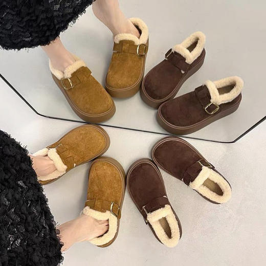 直发 赵今麦同款 雪顶咖啡～厚底博肯羊羔绒毛毛雪地靴 商品图1