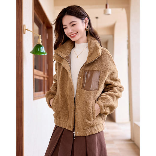 【年货节】熙世界羊羔毛外套女冬小个子休闲加厚毛绒绒短款大衣 商品图3