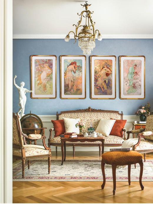 独角鹿西洋古董1896年法国出品版画作品《四季 Les Quatre Saisons》 商品图0