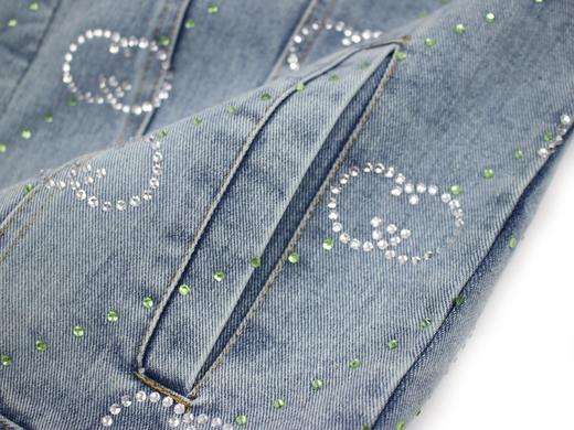 D112555男式蓝色水洗满钻烫钻牛仔外套夹克 商品图2