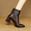 【预售5天】复古高跟短靴，真皮靴子皮带扣粗跟马丁靴K1779 商品缩略图2
