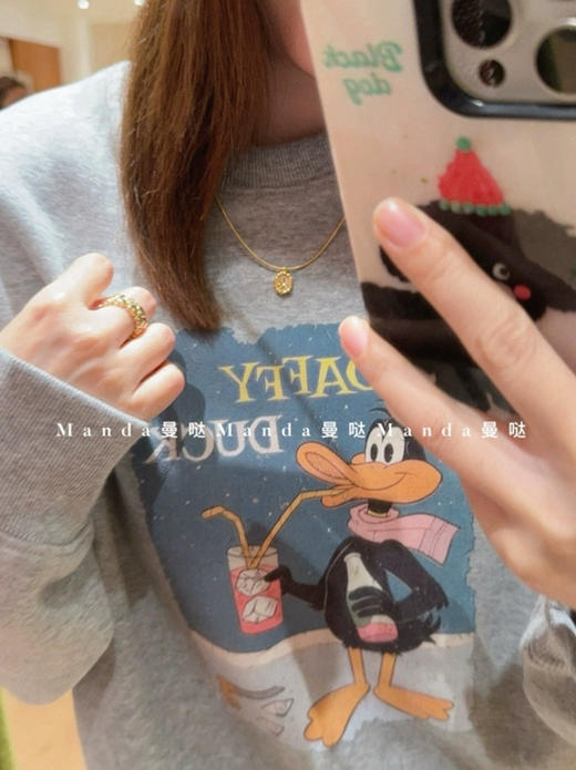 老米优品🎈3-5天！韩代同款《100%棉 🦆达菲鸭减龄加绒加厚卫衣 》韩里韩气，少女感拉满！WY251125A 商品图8