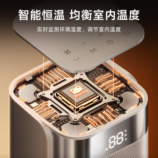 【比地暖还暖】 卡蛙AI语音塔式暖风机KW-CH13Y 钛金石墨烯发热体 双涡轮送风 70°自动摇头 可视化暖意 2000W大功率 3S升温 3档调节 双核ECO智能温控 9H定时 商品图4