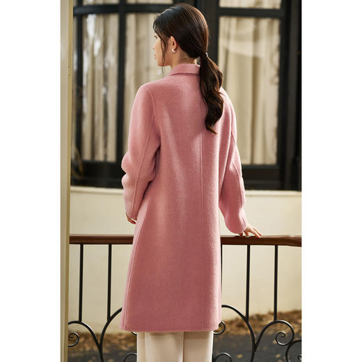 剩S/M/L/XL/XXL 牦牛绒+桑蚕丝+绵羊毛 米思阳冬季新款时尚通勤一粒扣双面羊毛呢子大衣中长款外套女3919 商品图3