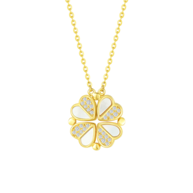 S1PC0832S1XXX0 周大生CHOW TAI SENG 四叶草贝壳项链女轻奢小众套链纯银锁骨链生日礼物送女友