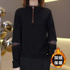 2025秋冬新款半拉链时尚拼色长袖小衫上衣中老年女装洋气妈妈气质 商品缩略图3