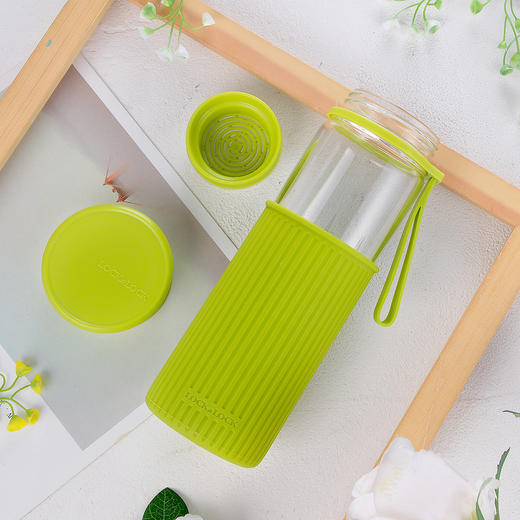 6943620516732 乐扣乐扣新款耐热玻璃水杯便携花茶杯带隔热硅胶套 绿色500ml 商品图2