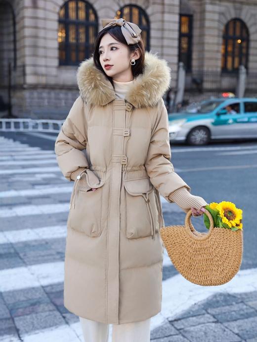 AUChris方扣大毛领长款羽绒服ACJS2183 商品图3