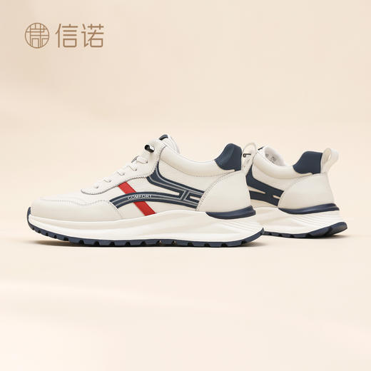 信诺真皮男士休闲鞋棉鞋软底舒适加绒皮鞋时尚小白鞋2025冬季新款N5M063-239D 商品图1