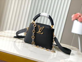 秋冬特惠💰1650 渠道级LV 新品 te级LV 动态芯片 M12936/M48865黑色圆花环扣款 本款Capucines 手袋