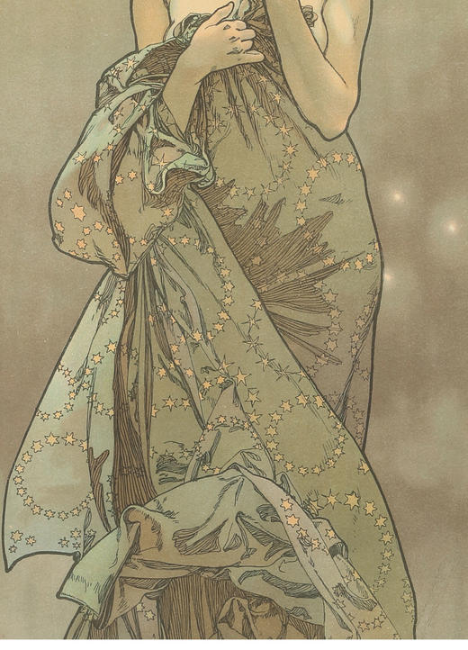 独角鹿西洋古董1902年法国出品穆夏签名创作「 北极星&月亮」海报 商品图7