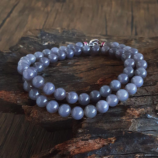 【天然正品】天然细腻烟紫色约8.0MM和田玉珠串项链8.0MM（皆取最大值）链长：46CM女士111125NJS15特价：780元 商品图3