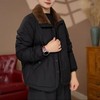 秋冬新款加绒翻领棉服妈妈纯色简约短款外套女装 商品缩略图1