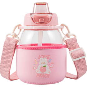 6943819176280 乐扣乐扣Lock&Lock 【开学必备】大容量可背可提啵玻桶耐热玻璃吸管杯外出便携玻璃杯