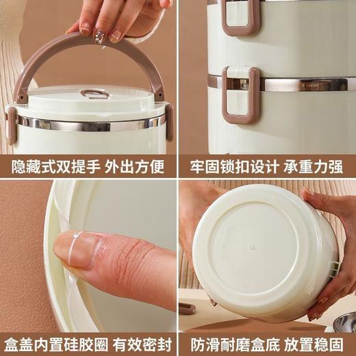 「多层可选！便携设计」便携圆型饭盒上班族加大加深大容量食品多层保温饭桶双层便当盒餐饮用具 商品图3