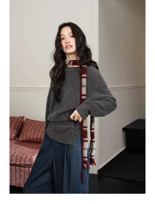 D112525气质毛衣收腰长袖针织衫25秋冬季新款女装大衣内搭打底衫 商品图7