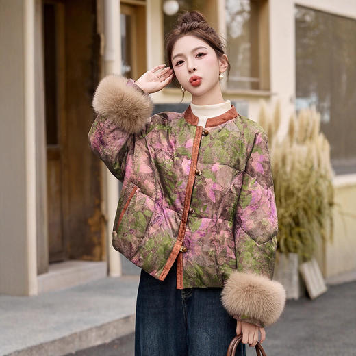 时尚新中式提花羽绒服，超好看洋气加厚外套潮HR-YQH99929 商品图0