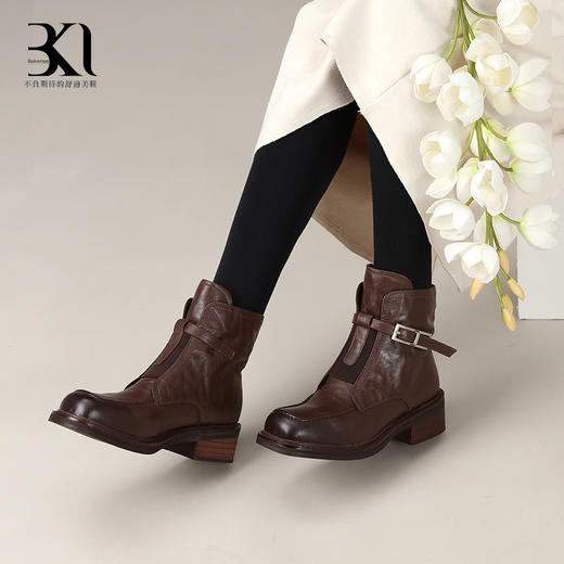 BAKERLOO女鞋手抓牛皮小短靴HD214 商品图2