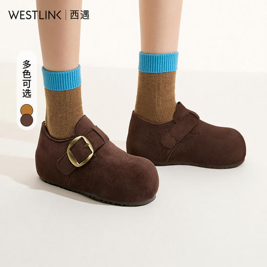 西遇加绒勃肯鞋女新款冬季保暖内增高一脚蹬棉鞋外穿毛毛鞋V2257287 商品图0