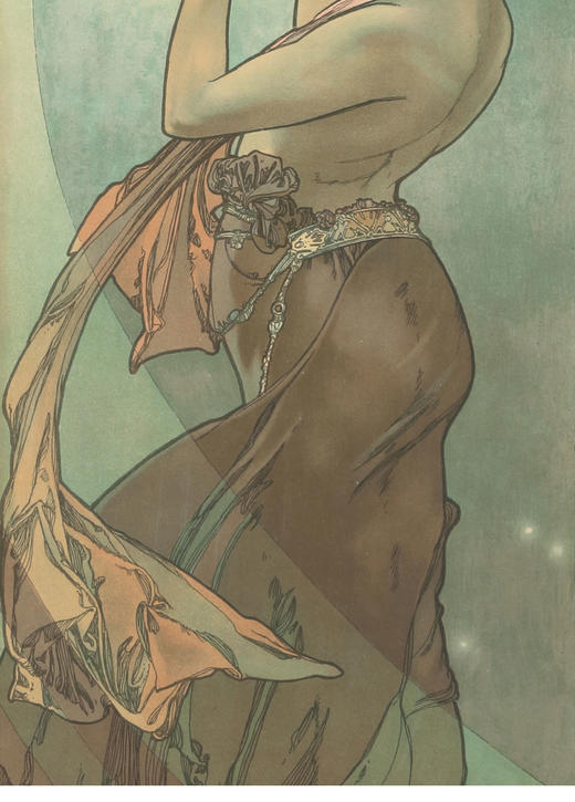 独角鹿西洋古董1902年法国出品穆夏签名创作「 北极星&月亮」海报 商品图4