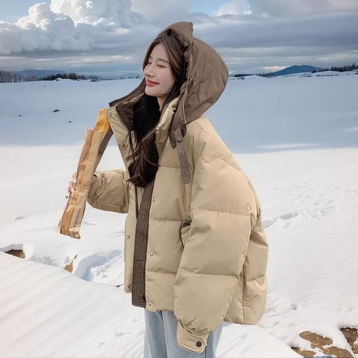 短款撞色棉服女冬季新款小个子时尚加厚棉衣棉袄面包服外套 商品图2