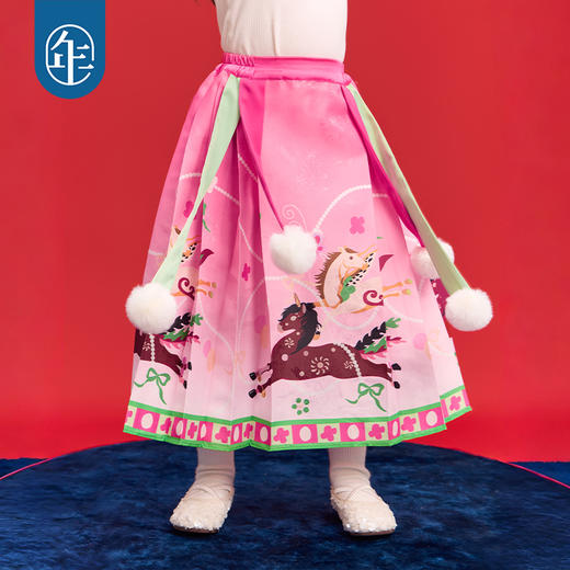 年衣童装马面裙冬季新款女童长款半身裙新中式天马行空马面裙 商品图4