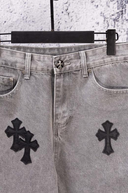D112533限定精典黑色贴布十字拼皮灰色牛仔裤 商品图2