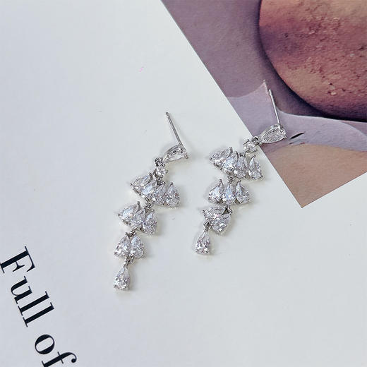 水滴形设计加多层流苏银针耳环-纪念日百货门店同款167443401 商品图0