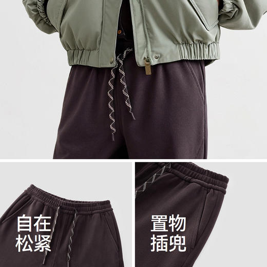 森马休闲裤女冬摇粒绒抗静电宽松分割束脚长裤2025新款运动风卫裤 商品图3
