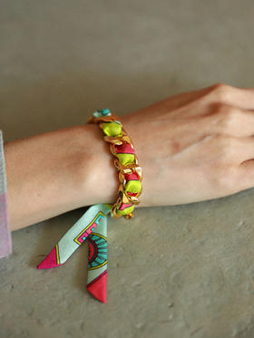 订购14周到｜AN-NEE-BRG-DECEMBRE-薄荷绿 幸运予你 1cm 丝巾手镯［法国设计师］