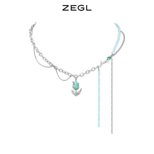 ZEGL设计师郁郁青葱系列新中式郁金香项链女高级设计感小众锁骨链 商品图0