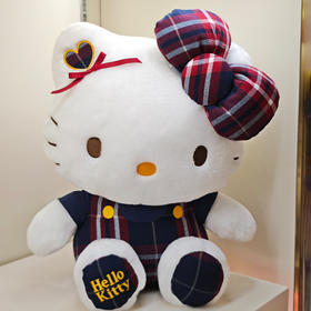 8寸学院KT可爱复古格子凯蒂猫hellokitty毛绒玩具生日礼物毛绒公仔-纪念日百货门店同款168097184