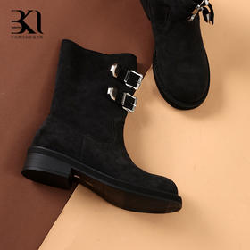 【板牙专属】BAKERLOO女鞋复古西部堆堆休闲骑士靴JY119