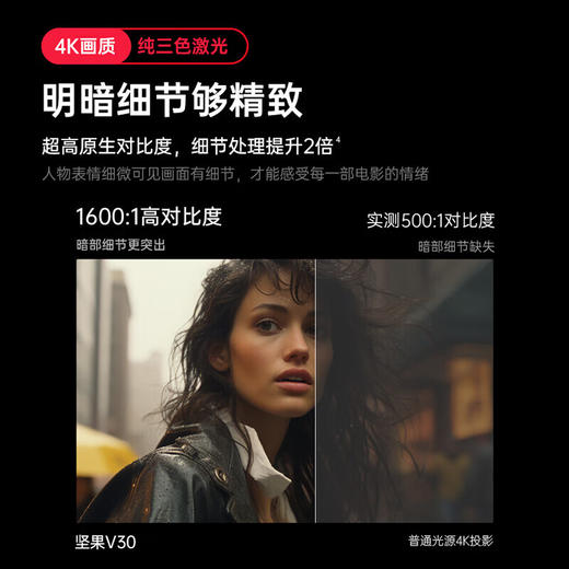 坚果V30 4K超高清纯三色激光 云台投影仪 家用智能投影仪 商品图3