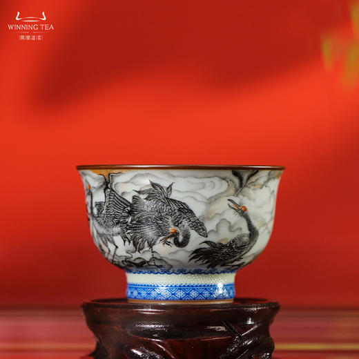 问鼎鼎峰柴窑云中仙鹤（天青精工天河杯） 商品图0