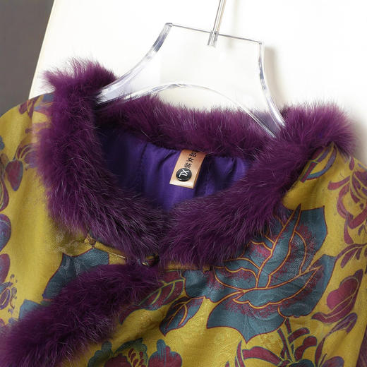 新中式国风毛领毛边斜襟棉服女保暖复古加棉加厚唐装外套棉衣冬 商品图2