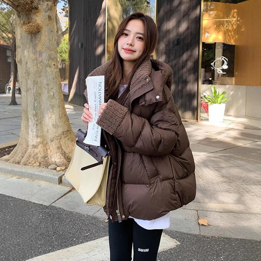 【反季美拉德羽绒棉服】女冬季新款宽松羊羔毛领棉衣棉袄加厚外套 商品图4