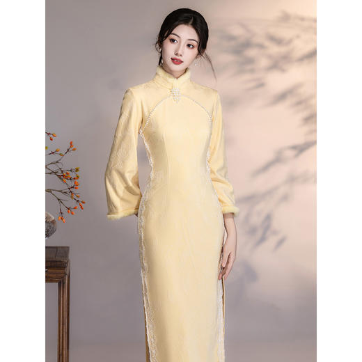 【预售3天】加绒加厚冬装改良，新中式国旗袍GX-4163 商品图1