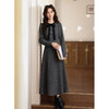 鹿向南「冬雾千金」灰色长袖连衣裙秋冬新款氛围感高腰显瘦裙子女 商品缩略图2