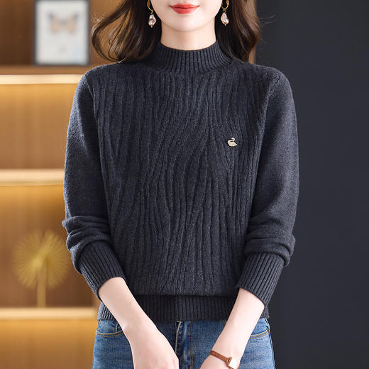 CC半高领毛衣女士短款秋冬2025新款洋气内搭上衣针织打底衫 商品图3