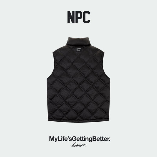 NPC潮牌90%白鸭绒30D细密纤维老花立领菱形羽绒马甲保暖NP5AWT02 商品图1