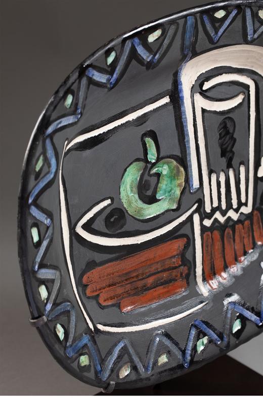 独角鹿西洋古董1953年代西班牙出品限量装饰陶盘「Nature morte 静物」 商品图3